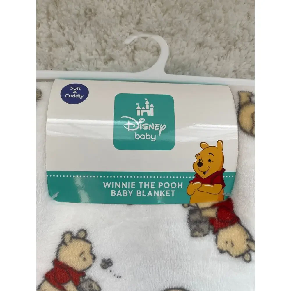 Disney Baby Winnie the Pooh White Plush Blanket Soft Cozy Blanket 30 x 40 NEW